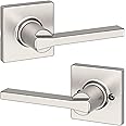 Kwikset Casey Interior Passage Door Handle, Lever For Closet and Hallway Doors, Reversible Non-Locking Handle Lever, Satin Nickel , with Microban Protection