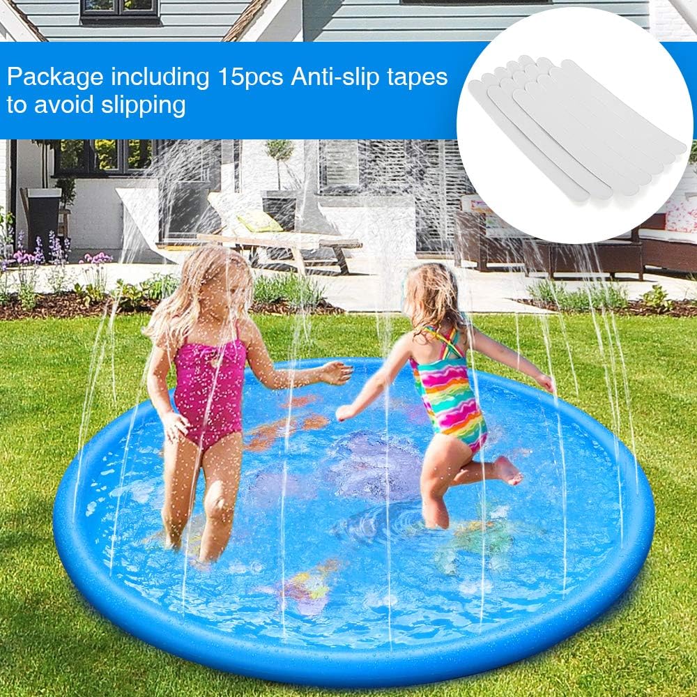 Anpro 170 cm / 68 Splash Pad,Splash Pad for Kids over 6 years old/Pets,Sprinkler Pad for Kids,Summer Garden Outdoor Spray Water Toys including 15 PCS Anti-slip Tapes - Image 5