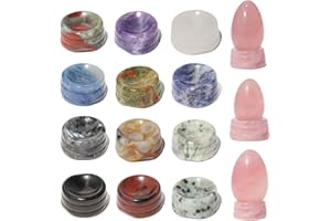 WEMEKI Gemstone Sphere Stands Mix 6PCS, Crystal Display Stand, Hand Carved Natural Mini Display Stand Base Stone for Gemstone Egg, Crystal Balls, Sphere Home Decor(Base Only)