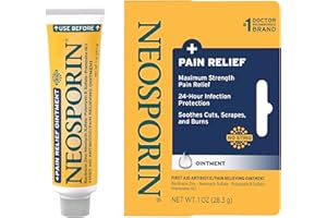 Neosporin + Maximum-Strength Triple Antibiotic Ointment with Pain Relief, Dual Action First Aid Wound Care, No-Sting Formula with Pramoxine HCl, Bacitracin Zinc, 1 oz Single Tube