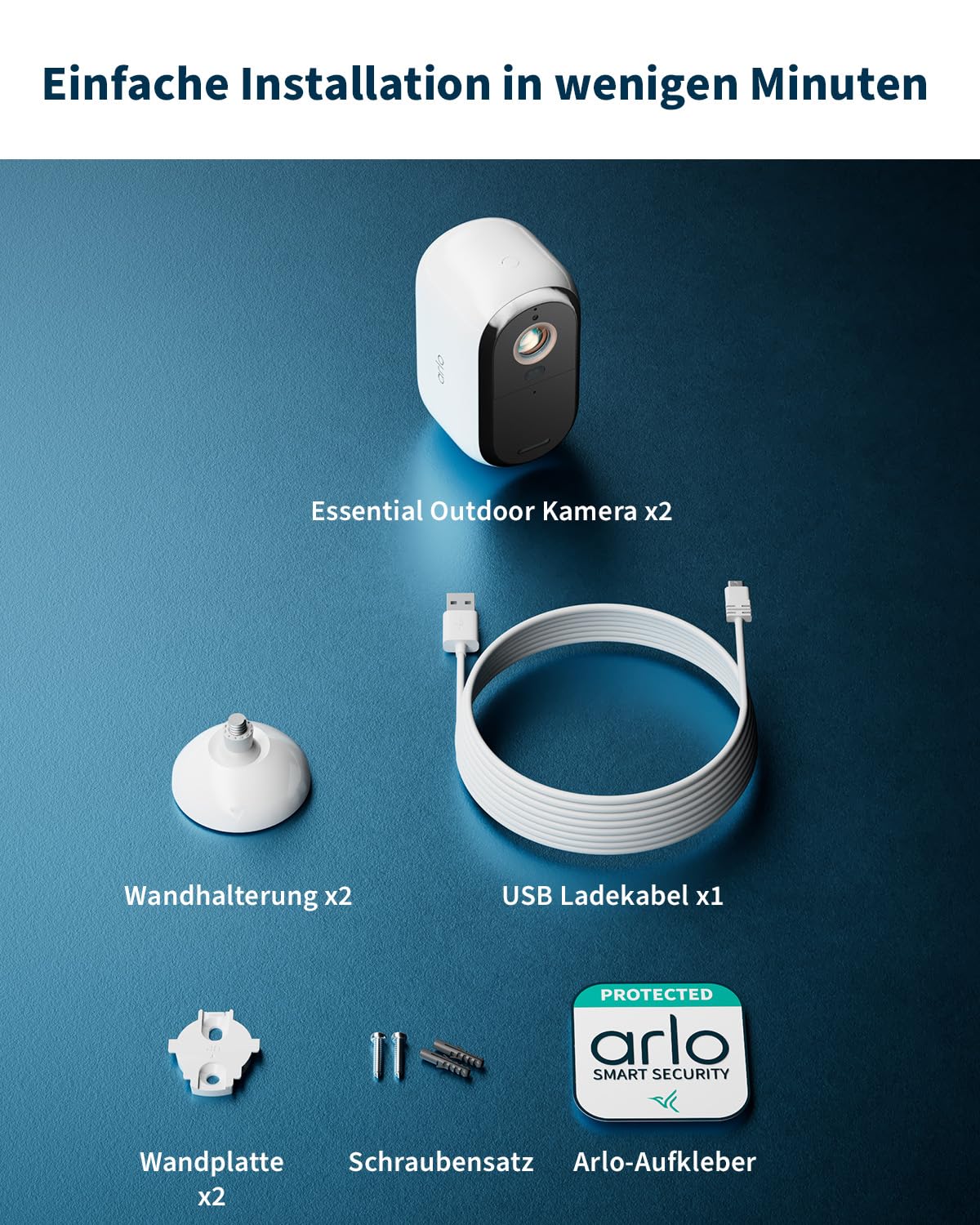 Arlo Essential 3 HD Akku Überwachungskamera Aussen WLAN, Kabellos, 1080p Video, Farbnachtsicht, Licht, Bewegungsmelder, Sirene, 2-Wege Audio, Smart Home + Arlo Secure Plan Testzeitraum, 2er Set 9