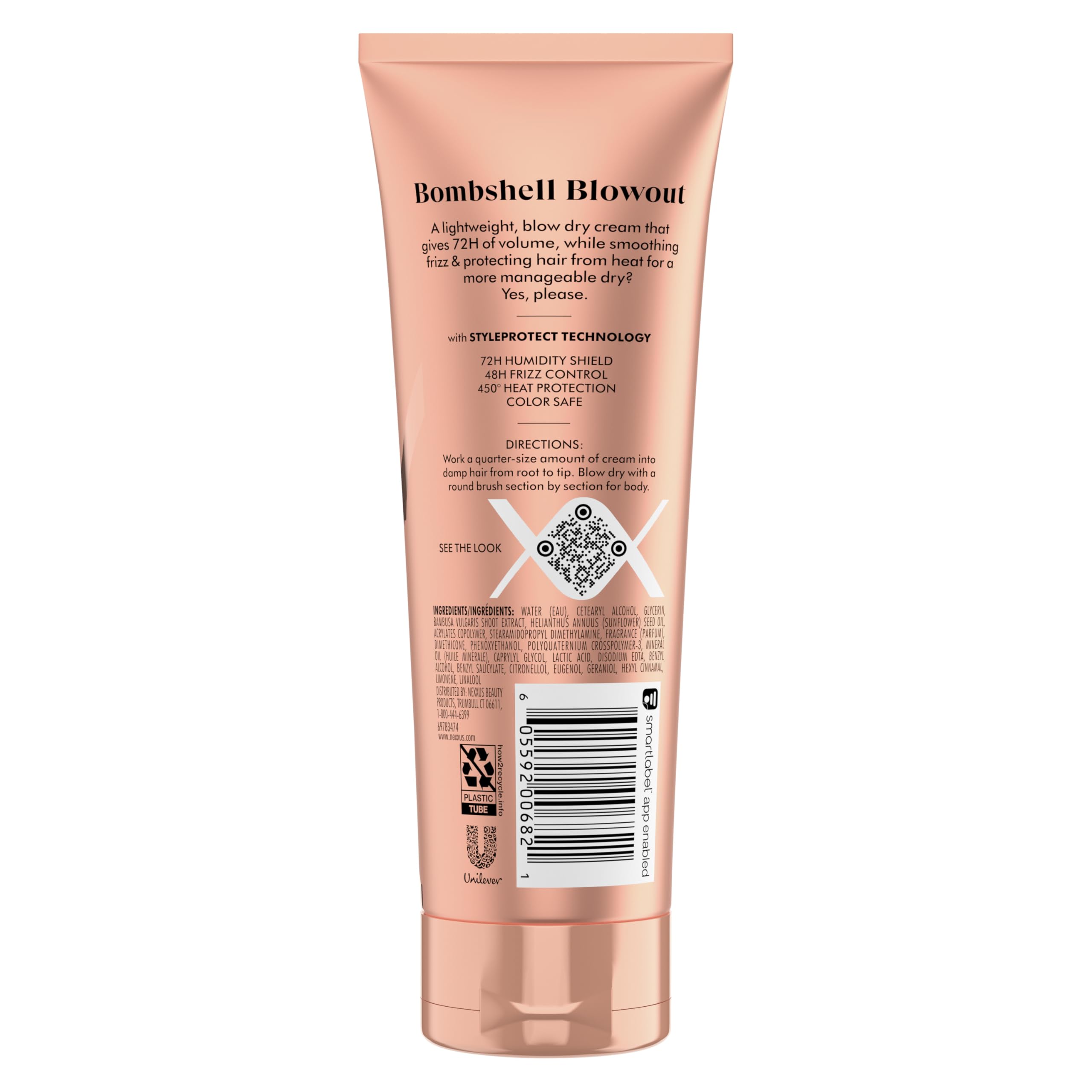 Nexxus Blow Dry Cream Frizz Control for Weightless Style & Volume, with StyleProtect Technology 6 oz