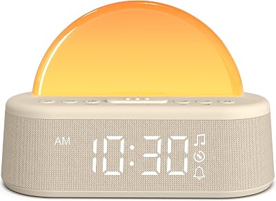 Réveil Lumineux Simulateur d'aube, Eveil Lumière Reveil Matin 8 Couleurs
