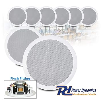 Power Dynamics 8x 8 100v Line Ceiling Speakers Amazon Co Uk
