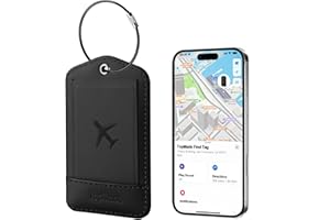 TopMade Smart Luggage Tag with Find My, Premium Leather Luggage Tags for Suitcase, Travel Bags, Backpacks, Anti-Lost Suitcase Tag Tracker for Travel with Privacy Name Card, Rechargeable