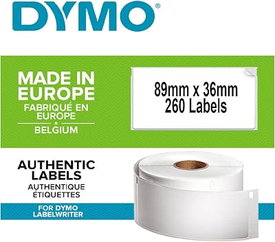 DYMO LabelWriter Large Address Labels 36x89 mm Roll of 260 Black on White