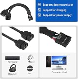 OUZHOU USB 2.0 9Pin Splitter Cable, 2x 9-Pin Male Extension for Motherboard view 2