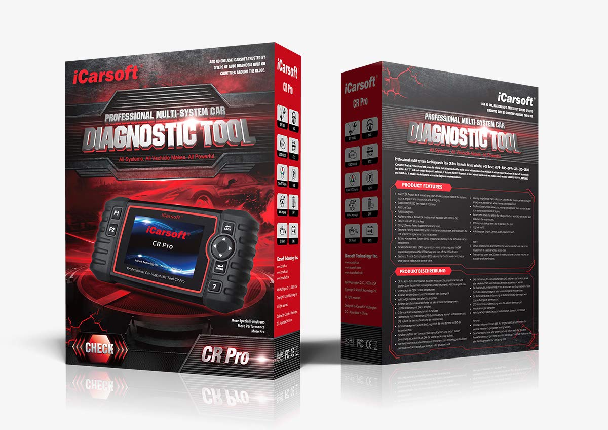 Photo 1 of iCarsoft CR Pro Multi-Systems Diagnostic Scan Tool for Multi-Brand Vehicles +Oil Reset+EPB+BMS++SAS+ETC+BLD+INJ