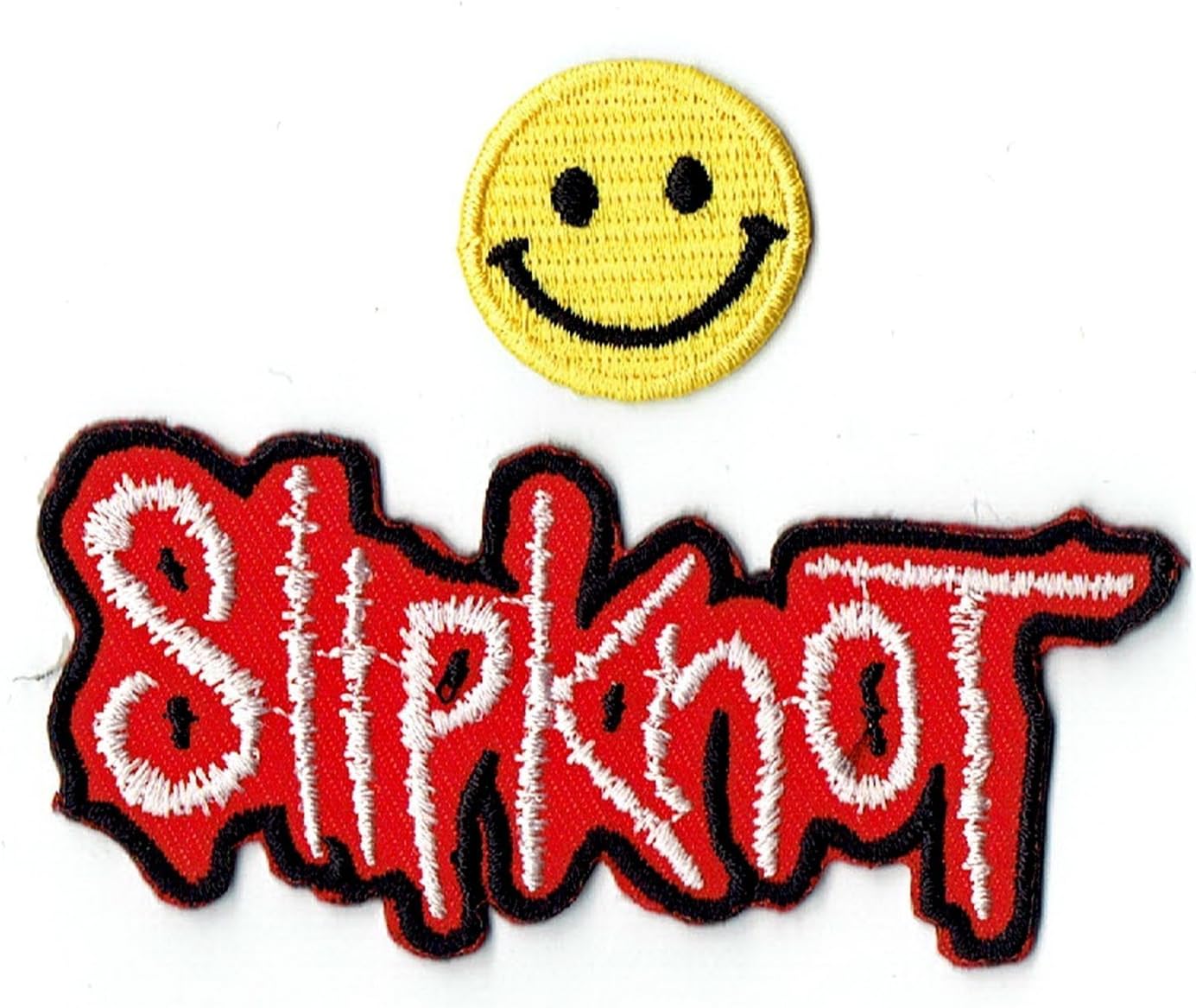 "SLIPKNOT : an American heavy metal music band " Applique embroidered iron on PATCHES with Yellow Tiny Smiley Patches by PATCH CUBE