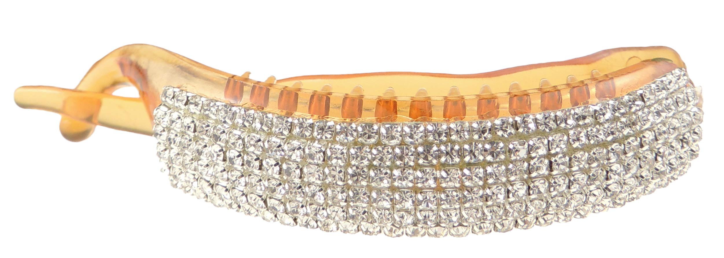 Sparkly Womens Girls Crystal Rhinestone Diamante Small Bridal Wedding Christmas Party Bridesmaid Birthday Hair Accessories Banana Styling Ponytail Large Long Thick Hair Grip Claw Clamp Clip (Brown)