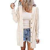 Arach&Cloz Women's Lightweight Cardigan Sweater Fashion Long Sleeve Summer Casual Outfits with Pocket Cozy Clouds