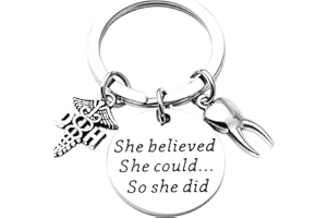 ENSIANTH Dental Hygienist Gifts She Believed She Could So She Did Keychain Dentist Jewelry Graduation Gift For DH
