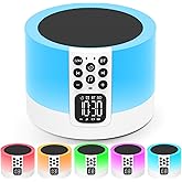Night Light Bluetooth Speaker Alarm Clock, Sound Machine with White Noise, Dimmable Touch Bedside Lamp for Bedroom, 48 RGB Color Changing, Best Gifts for 10 11 12 13 14 15 Year Old Teenage Boys Girls