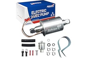 AdvanEX Universal Electric Fuel Pump 12V 2.5-4.5PSI Inline External 5/16 Inch Compatiable with Gas Diesel Marine Carburetor Marine E8016S