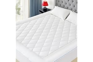 HOMTEC Twin XL Mattress Pad Cotton Mattress Pad Cover for College Dorm Quilted Mattress Cover 18-22" Deep Pocket Mattress Protector Twin XL Size White Down Alternative Filling Noiseless & Breathable