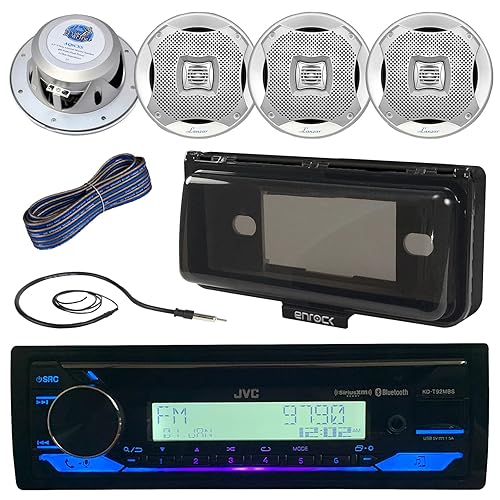 Single DIN Marine Motorsports Bluetooth USB AUX AM/FM Radio Stereo