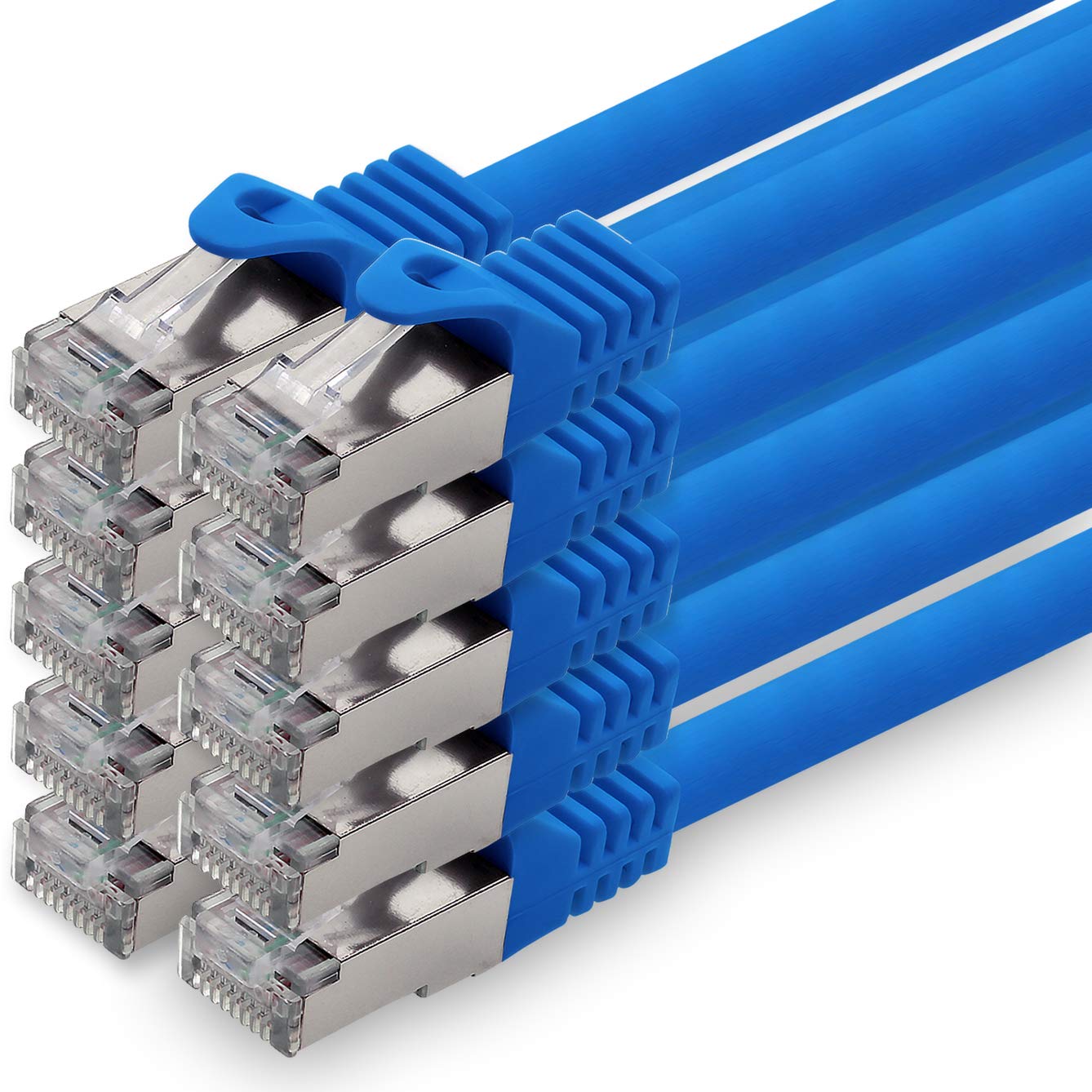 1aTTack.de 0.25 m - blue - pack of 10 CAT.7 network cable patch cable SFTP PIMF LSZH Gigabit Lan cable 10Gb s cat7 raw cable with RJ45 connector Cat6a compatible with CAT5 CAT6 cat7 cat8