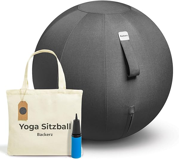 Backerz Sitzball - Ergonomische Sitzmöbel für Büro und Heimbüro - Langlebiger Stoff, Gymnastikball - Fitness-Ball, Ballstuhl mit Ballauflage - Waschbarer Leinenbezug