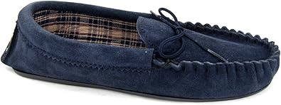 mens blue moccasin slippers