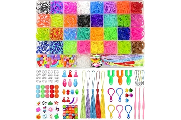 Nestling Loom Bracelet Kit, 2500+Rubber Bands Kits, 32 Colors Elastic Bracelet Making Kit with Clips Charms Beads Hooks,One S