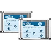 Yoochee Expandable Window Screen, 2 Pack Adjustable Window Screen (10" H x 14.3" - 25" W) - Extra Small Replacement Window Screens with Frame, Durable Replacement Screen for Window
