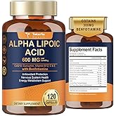 Alpha Lipoic Acid 600mg with Benfotiamine 300mg - ALA Supplement for Antioxidant, Nerve Health, Energy & Metabolism Support, Cell Energy, Neuropathy Supplement, Anti-Aging, Non-GMO, Gluten Free, Vegan