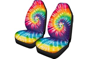 PEHEDE Car Seat Cover Colorful Tie-Dye Front for Cars, Easy to Install Cover Set, Accessories Auto Trucks Van SUV,2 Packs