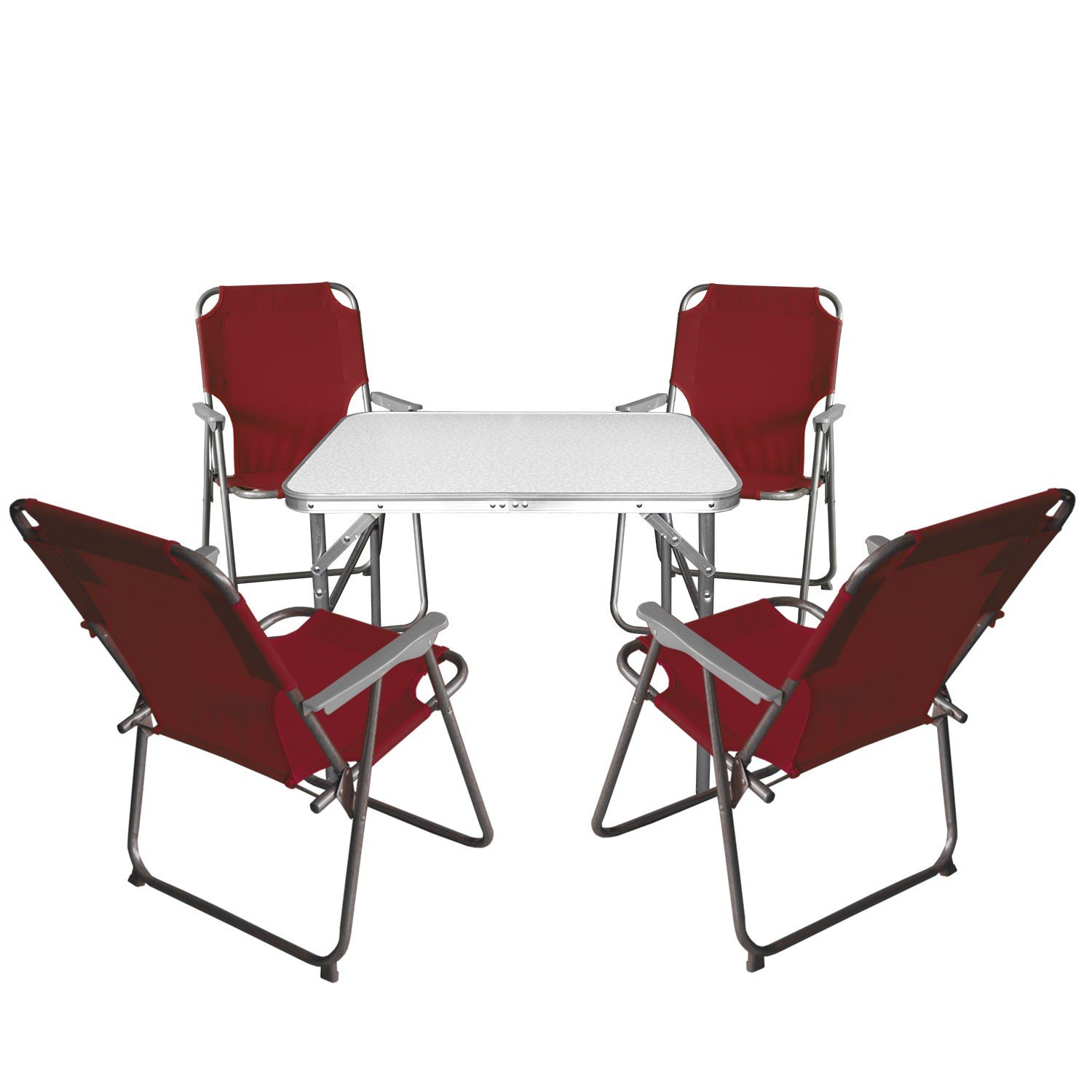 5tlg. Campingmöbel Set Klapptisch, Aluminium, 55x75cm + 4x ...