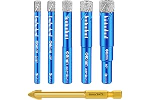 Lytool Dry or Wet Diamond Drill Bits Set for Porcelain Tile, 6PCs Diamond Core Drill Bits for Glass Hard Materials, Granite, 