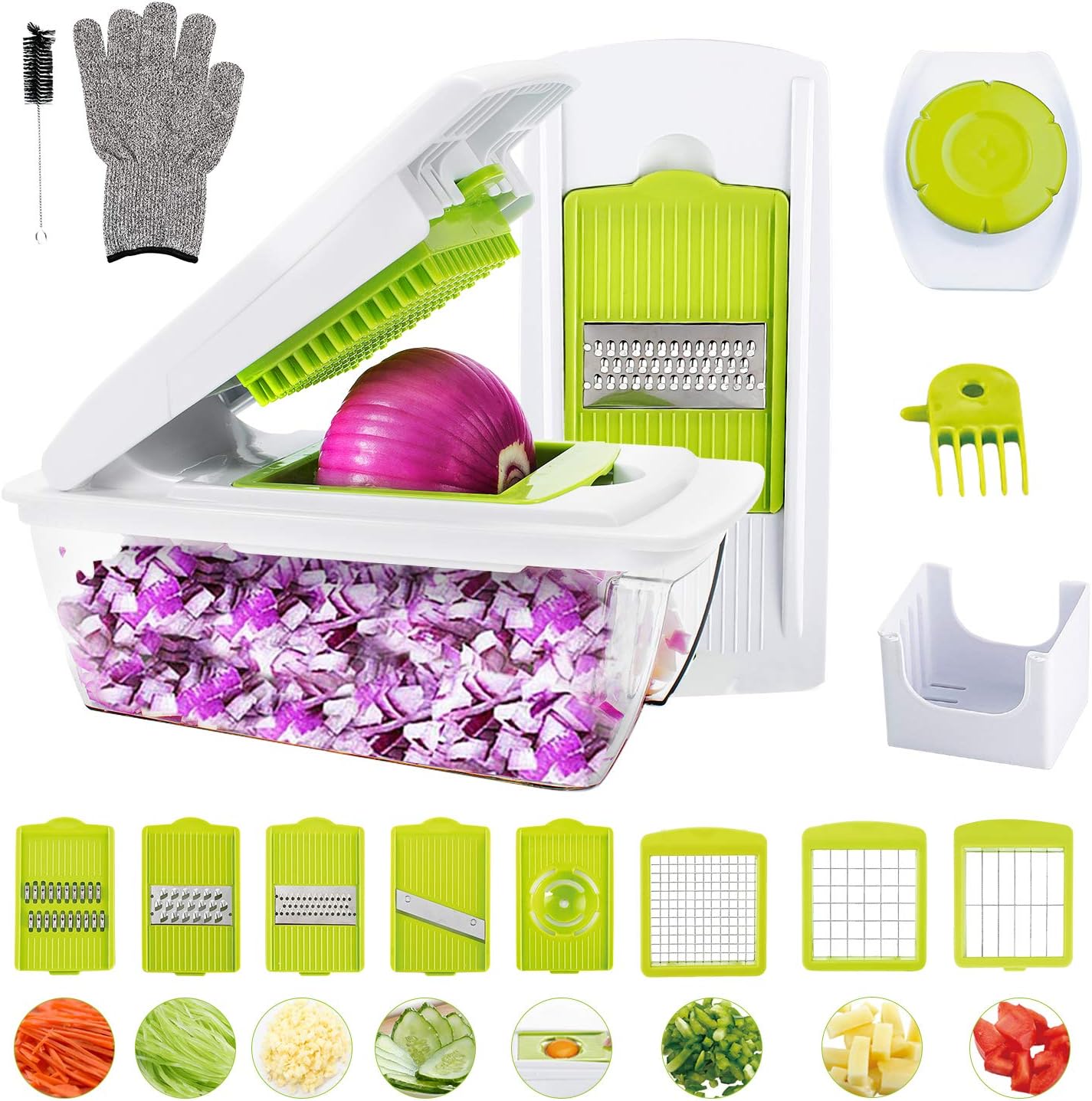 Vegetable Chopper, WOKOKO Food Chopper Cutter Onion Slicer Dicer Veggie Slicer Manual Mandoline for Garlic, Carrot, Potato, Tomato, Fruit, Salad