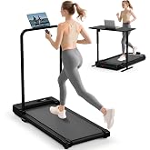 Walking Pad Treadmill for Home - Folding Treadmills with Handle Bar Portable Compact Fold up Indoor Foldable Handles Electric Walk Pads Small Spaces Mini Running Quiet Under Bed Office