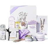Peacoeye Spa Gifts for Women Valentines Day Mothers Day Gifts Bath Gift Baskets Relaxing Spa Self Care for Mom Her Sister Wife Auntie Home Bath Care Package Thank You Birthday (Purple -Spa for Women)