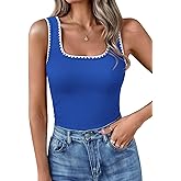 Yousify Women’s Square Neck Tank Tops 2026 Summer Sleeveless Shirts Casual Slim Fitted Color Block Ribbed Tanks