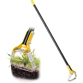 Yocada Hoe Garden Tool, Heavy Duty Weeding Hoes, Scuffle Stirrup Hoe | 62 Inch 4-Section Adjustable Long Handle, for Gardening, Lawn, Yard, Flower Beds, Standing Weed Puller Tool