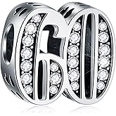 CRISNATA 5,10 to 50 52 55 56 60 65 70 75 80 Birthday Charms fits European Anniversary Bracelets, 925 Sterling Silver Number Charms with Clear CZ Stones, Gifts for Family/Lover/Friends