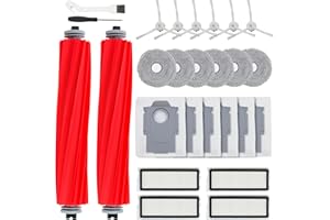 ERAVSOW 26 PCS Accessories Kit for Roborock Qrevo S/Qrevo Plus/Qrevo Pro/Qrevo MaxV Vacuum Replacement Parts, 2 Main Brushes 6 Dust Bags 6 Mop Cloths 6 Side Brushes 4 Filters 1 Cleaning Brush 1 Screwdriver