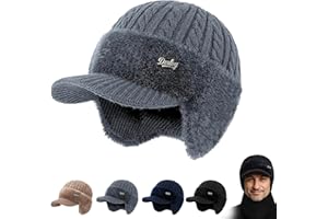 CATESILK Trapper Hat, Women's Winter Trapper Hats, Blocking Knitted Hats with Ear Flaps and Wool Brim, Soft Breathable Fabric