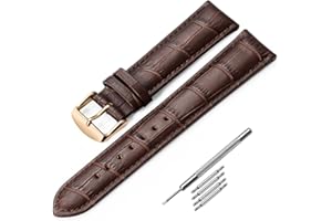 iStrap Leather Watch band Alligator Grain Calfskin Replacement Strap Stainless Steel Buckle Bracelet for Men Women-18mm 19mm 