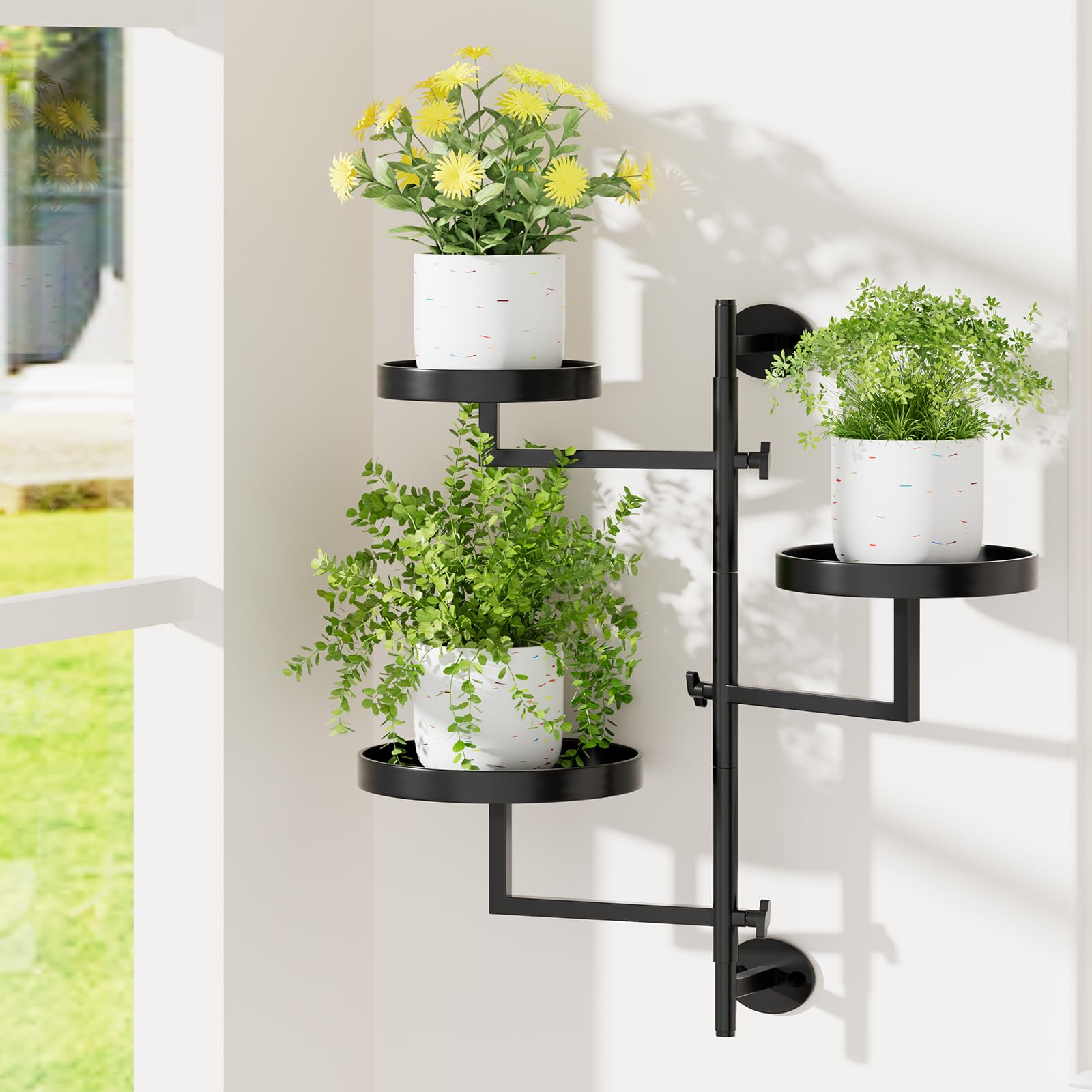 Photo 1 of Window Plant Shelves Plant Shelf Indoor Metal Plant Stand Rotating Window Shelf for Plants 3 Tier Plant Stand Wall Plant Holder Wall Planters for Indoor Plants, Outdoor Plant Stands for Patio, Black
