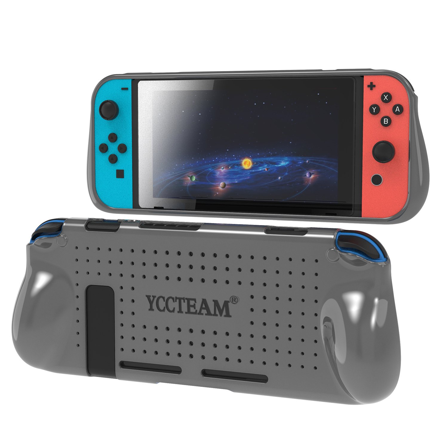 Grip Case for Nintendo Switch, Heat Dissipation Durable Silicone Protective Case Cover for Nintendo Switch Console 2017 with Comfortable Padded Hand Grips (Grey)