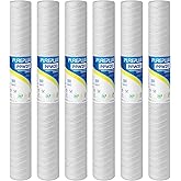 PUREPLUS 5 Micron 2.5" x 20" Whole House String Wound Sediment Filter for Well Water, Replacement Cartridge for Aqua Pure AP110-2C, Pentek P1-20/SP-P1-20/PX01-20, Watts FPMB5-20, WPP-F20-5, 6Pack