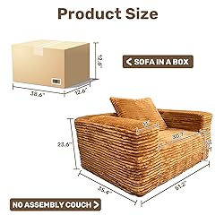 51.2 INCH Fluffy Corduroy Boneless Couch Cloud
