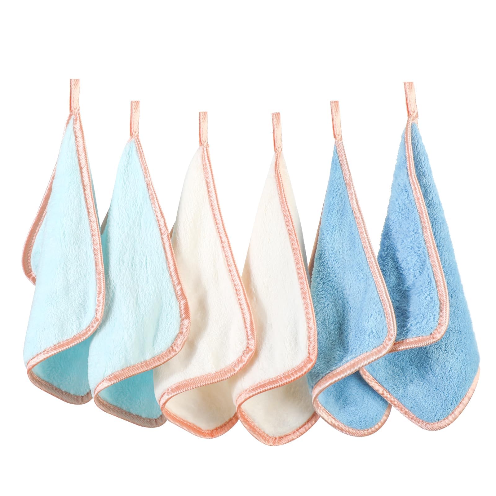 PHOGARY Microfibre Face Cloth, Reusable Makeup Remover Cloth Cleansing Cloths for Face, Microfibre Soft Facecloths Makeup Cleanser Towel, Flannel Face Cloth Pack 6- Washable (8 x 8in, Blue)