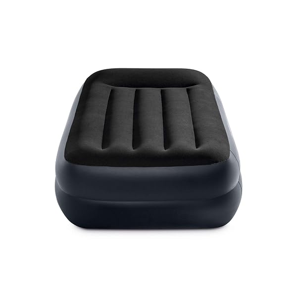 INTEX RAISED AIRBED MATTRESS WITH BUILT-IN PUMP, DURA-BEAM PLUS PILLOW, TWIN – PORTABLE INFLATABLE LUXURY BLOW-UP BED FOR ADULTS, CAMPING, GUESTS