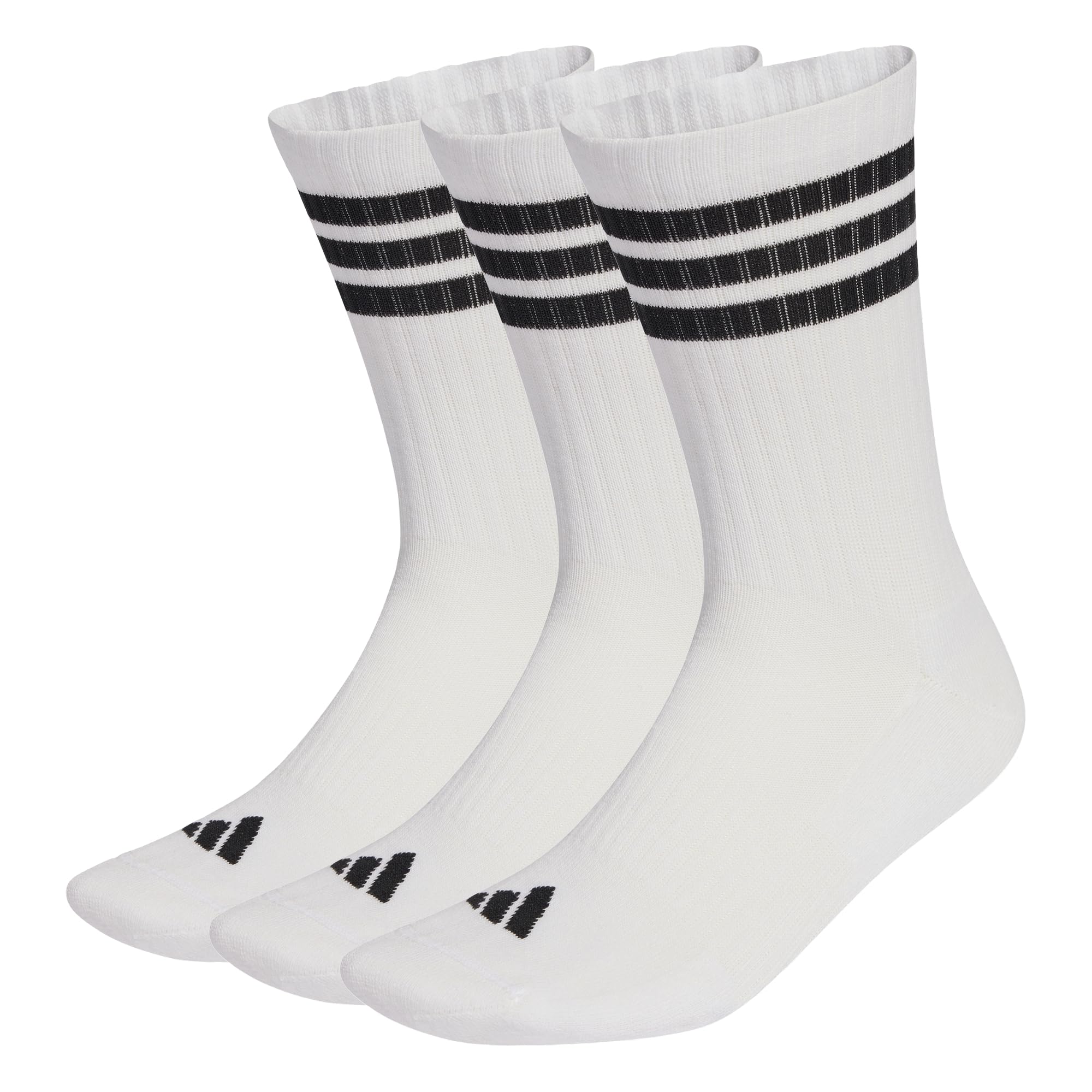 adidas Unisex 3Stripes Cushioned Sportswear Crew Socks 3 Pair Pack, white/black/black, 40-42 5