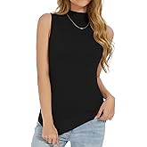 fanvita Sleeveless Mock Neck Tops for Women Slim Fit Turtleneck Vest Knit Sweaters