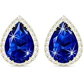 Linawe Women Stud Earrings, Teardrop Diamond Moissanite Cubic Zirconia Earrings Studs Rhinestone Jewelry Gold/Silver/Rose Gold