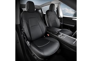 LOZUZ Seat Covers for Tesla Model Y Seat Covers 2023-2020 Black seat Covers Interior Cover Nappa Leather Car Seat Accessories(Black Nappa-Full Set)