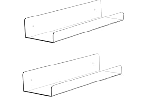 Cq acrylic Shelves for Bedroom Hanging Aesthetic Bathroom Shelves Wall Mounted Clear Kid Bookshelf 2PCS Funko Pop Shelves and Wall Perfume Skincare Makeup Floating Book Shelf Pop Figure Wall Display