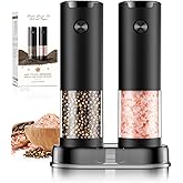 Electric Salt and Pepper Grinder Set Automatic Battery Pepper Mill Shakers Adjustable Coarseness Upgraded Larger Capacity with Led Home and Kitchen Appliances Birthday Gifts for Women Mom